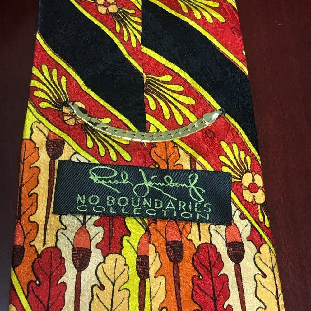 EUC Rush Limbaugh No Boundaries Silk Tie Black Red Gold